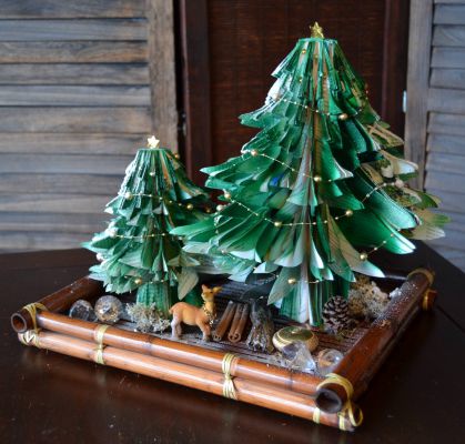 Bucher schneiden Buch falten Weihnachtsbaum