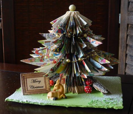 Bucher schneiden Buch falten Weihnachtsbaum