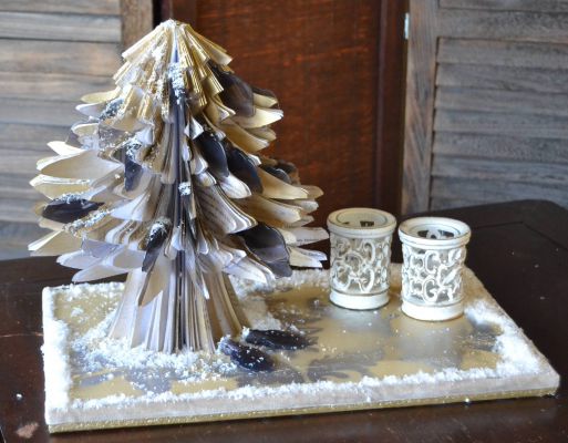 Bucher schneiden Buch falten Weihnachtsbaum