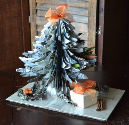 Bucher schneiden Buch falten Weihnachtsbaum